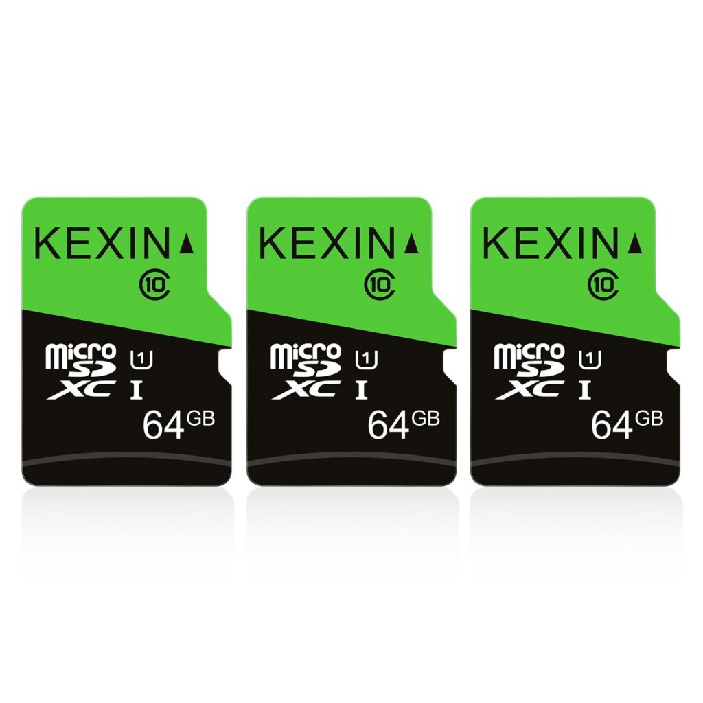 KEXIN Micro SD 64 GB, Schede Micro SD 64GB Set da 3 Scheda di Memoria, Scheda SD 64GB MicroSDXC, C10, U1, A1 Micro SD Card per Telefono Android, Switch, Gopro, Telecamera, Drone