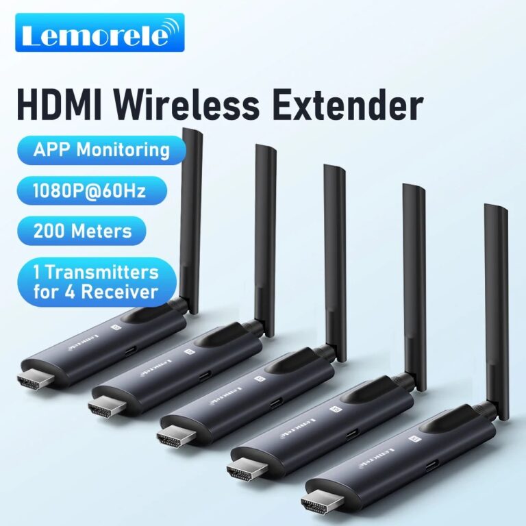 Lemorele 5G 200M Trasmettitore e Ricevitore HDMI Wireless per Condivisione Schermo e Audio per Laptop, TV, Proiettore, Monitor