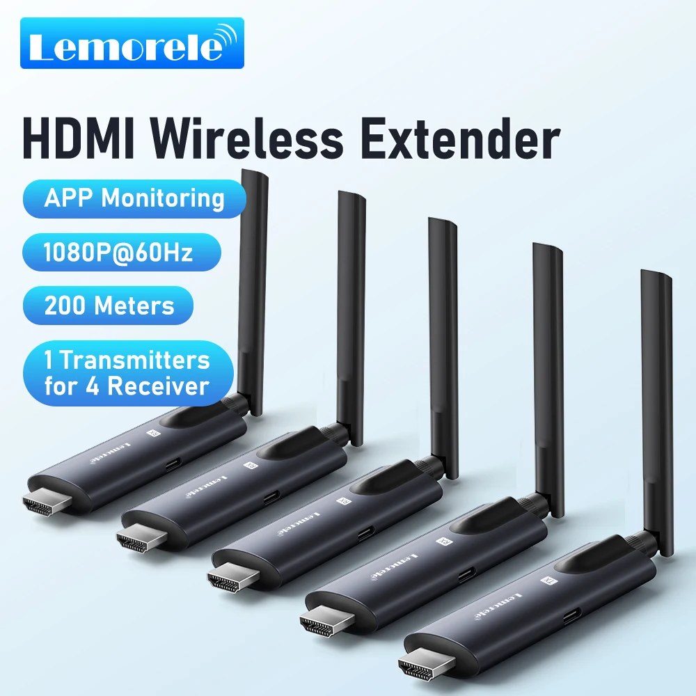 Lemorele 5G 200M Trasmettitore e Ricevitore HDMI Wireless per Condivisione Schermo e Audio per Laptop, TV, Proiettore, Monitor