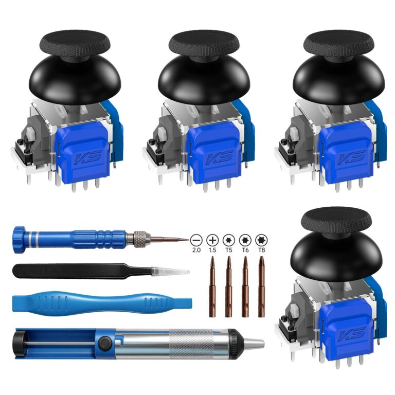 BRONAL Pack da 4 Moduli Joystick TMR per Controller PS5 DualSense e Edge | Tecnologia TMR di precisione, Prestazione anti-drift, Stick analogico sostitutivo, Cappucci per pollice…