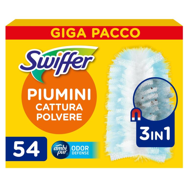 Swiffer Duster, Ricariche Piumini Catturapolvere, 54 Panni, Giga Pack | Cattura 3 Volte Più Polvere e Peli/Capelli Rispetto alla Scopa Tradizionale, Migliaia di Microfibre, Antiod…