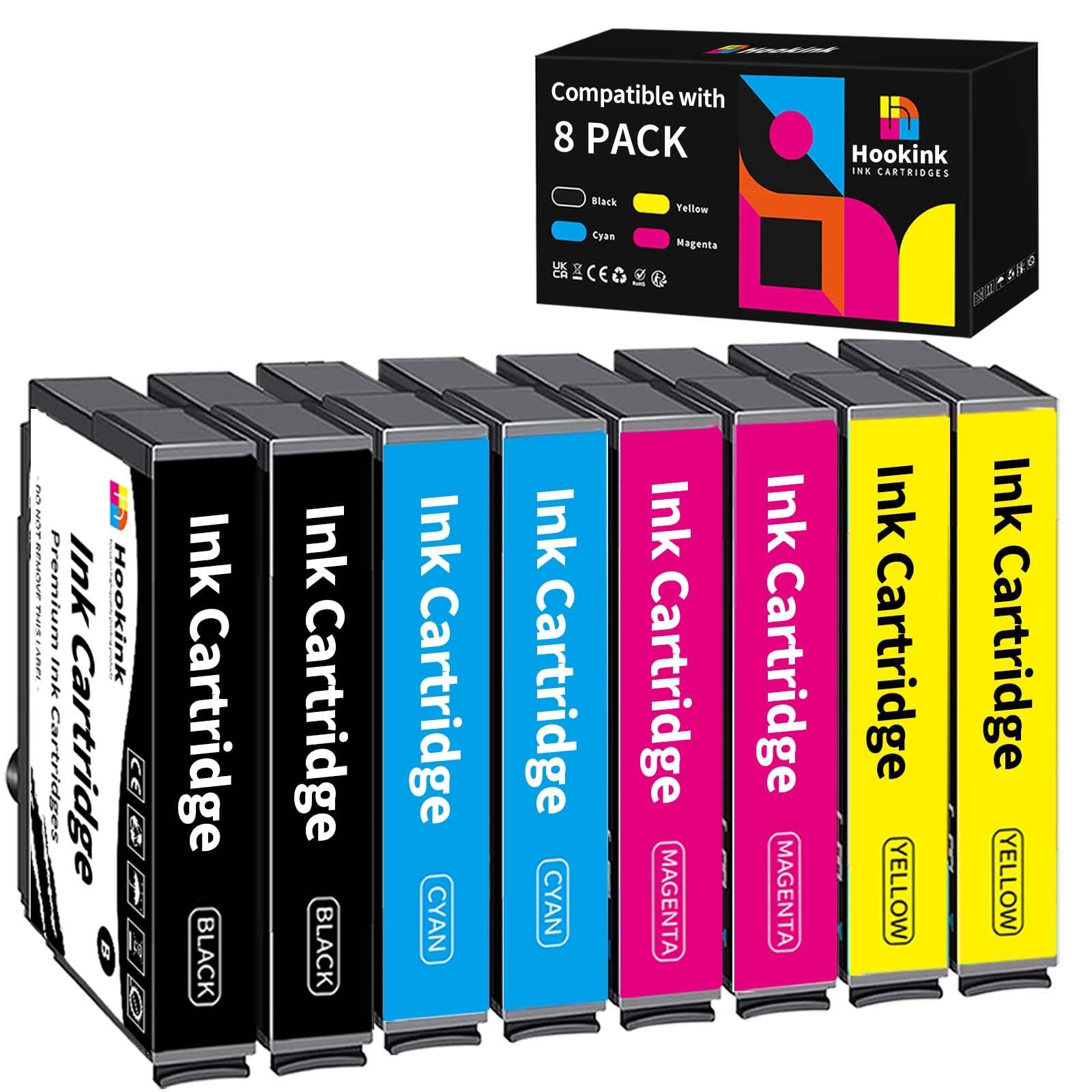 Hookink 603XL Sostitutive per Cartucce Epson 603 XL per XP-2100 WF-2810 | Compatibili con XP-3100 XP-2150 XP-2155 XP-3150 XP-3155 XP-4150 Workforce WF-2820 WF-2830 8-Pack