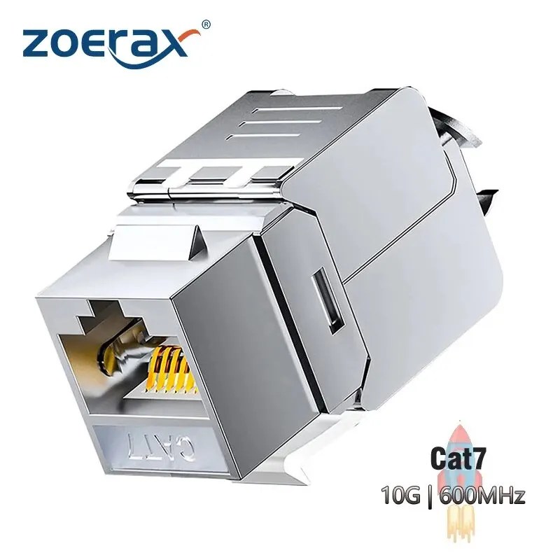 ZOERAX Cat6a Cat7 Keystone Jack Cat7 RJ45 STP Tipo senza attrezzi Modulo in lega di zinco Jack Accoppiatore adattatore per da 22 a 26 AWG