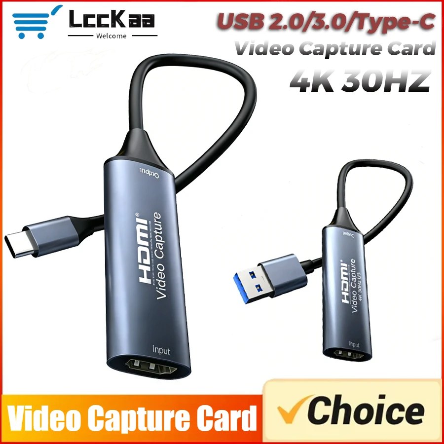 Scheda di acquisizione video USB 2.0 3.0/Type-C 4K 30Hz da HDMI a Type-C per Macbook, PS4, PC, giochi, DVD, registrazione con fotocamera, streaming live, Windows