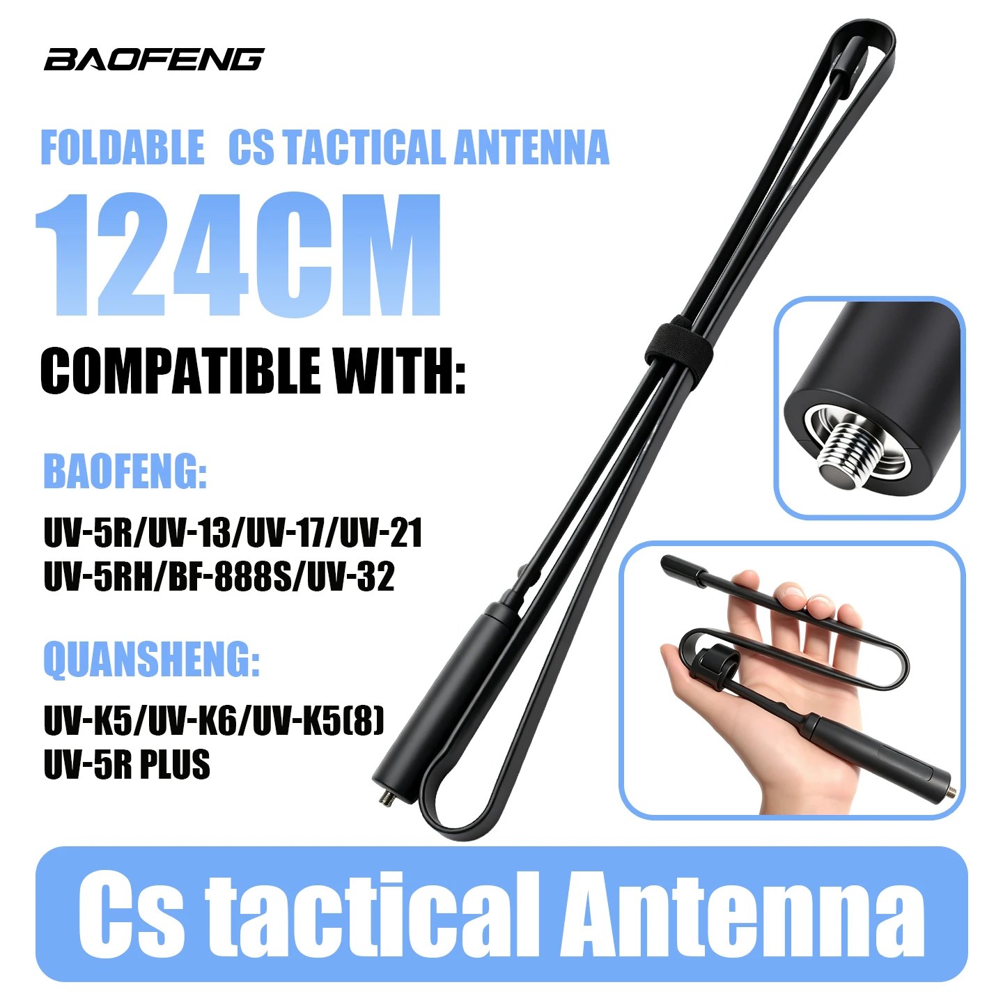 GUOGE CS Antenna tattica SMA-Female Dual Band VHF UHF 144/430Mhz pieghevole per Walkie Talkie Baofeng UV-13PRO UV-5R Quansheng