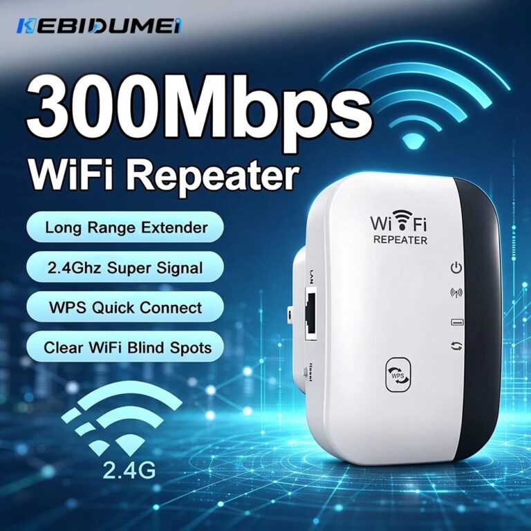 Kebidumei 300Mbps Ripetitore WiFi Wireless Amplificatore Extender Wifi 802.11N WPS Amplificatore Booster WiFi a Lungo Raggio Ripetitore Wi Fi