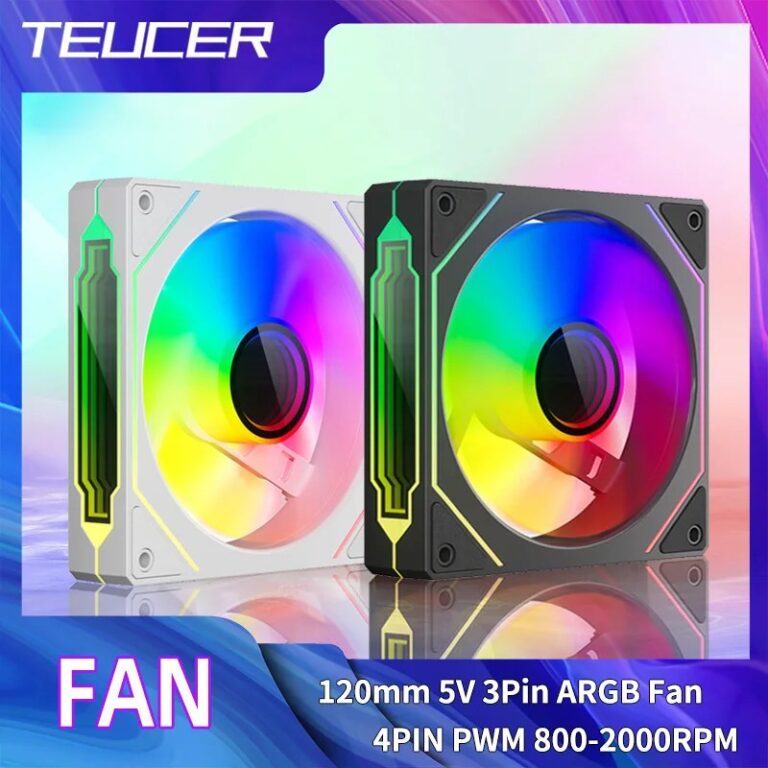 TEUCER 120mm ARGB Infinity Mirror Fan 5V 3Pin/4Pin PWM CPU Ventola di raffreddamento per PC per giochi - Design silenzioso e illuminazione ciclica