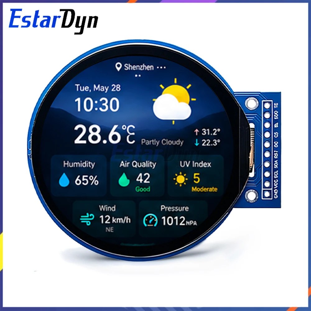 Schermo LCD TFT da 2,1 pollici GC9B72, display a colori LCD 360x360, schermo rotondo SPI