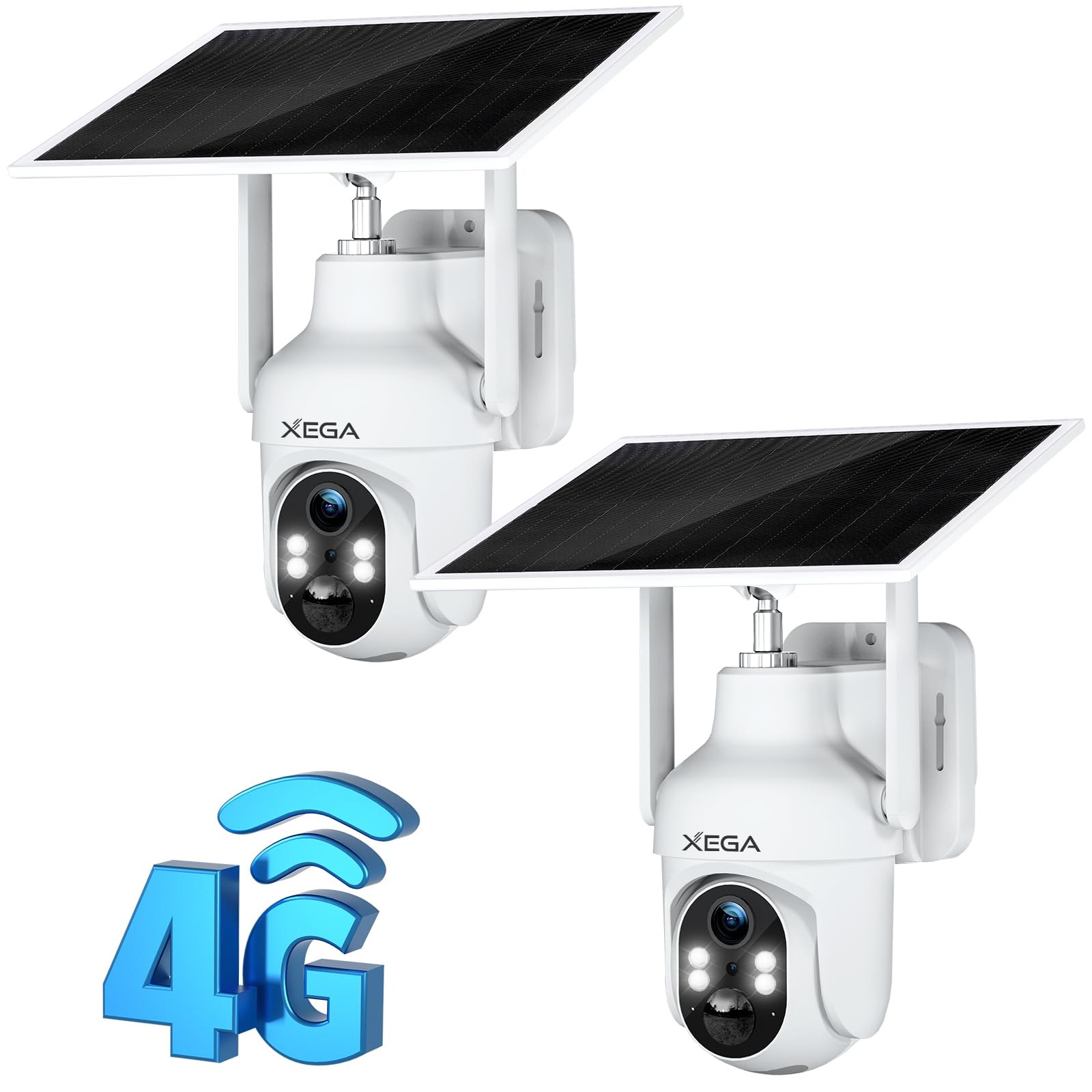 Xega 4G LTE Telecamera SIM Esterno con Pannello Solare,2K HD PTZ Telecamere | Senza Fili con Scheda SIM Batterie,Visione Notturna a Colori,Rilevamento del Movimento,Rotazione 355°…