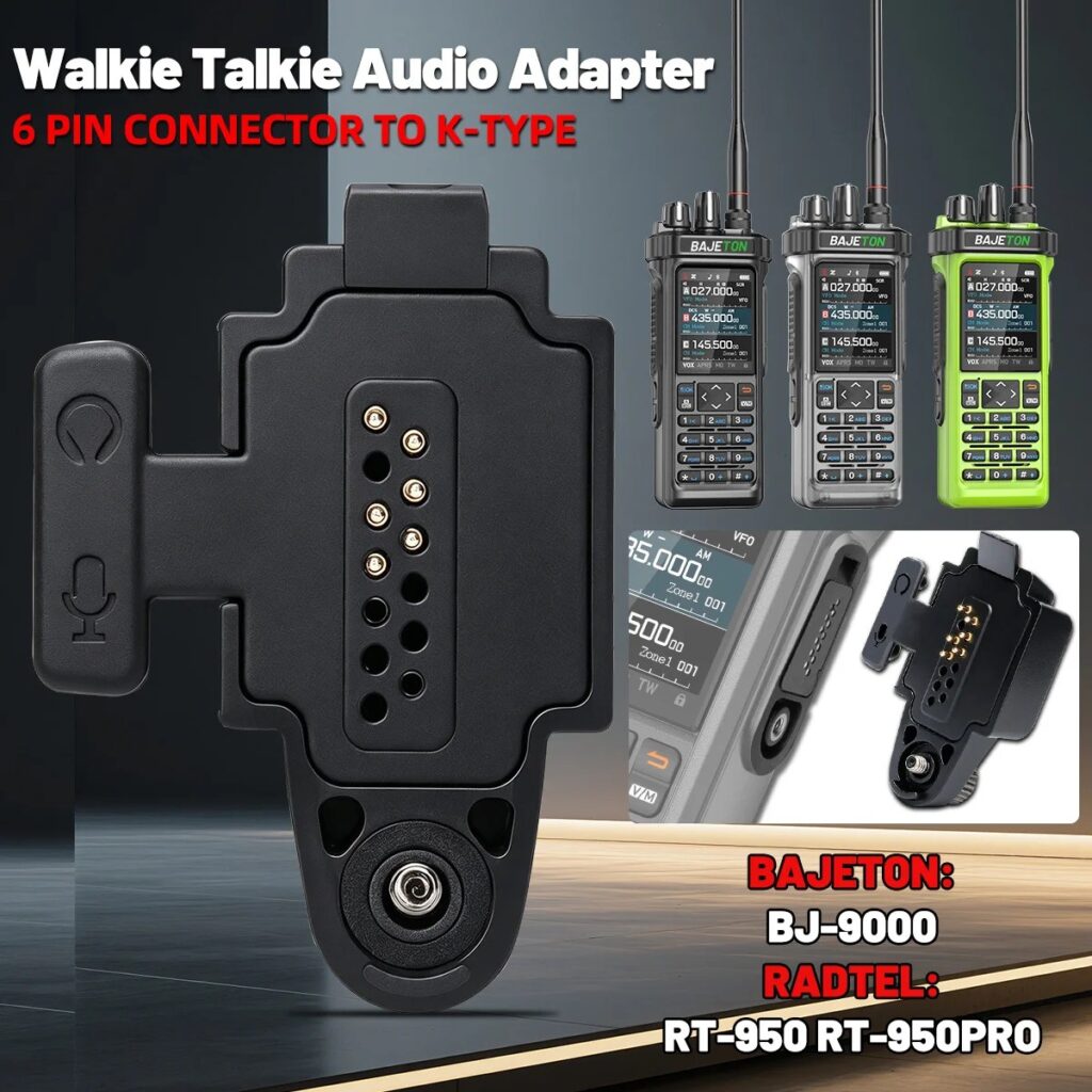 Adattatore Audio BAJETON BJ-9000 per Walkie Talkie, Auricolare e Microfono di Ricambio con Connettore a 2 Pin per Radtel RT 950Pro BJ-9000 RTD TP 900PRO