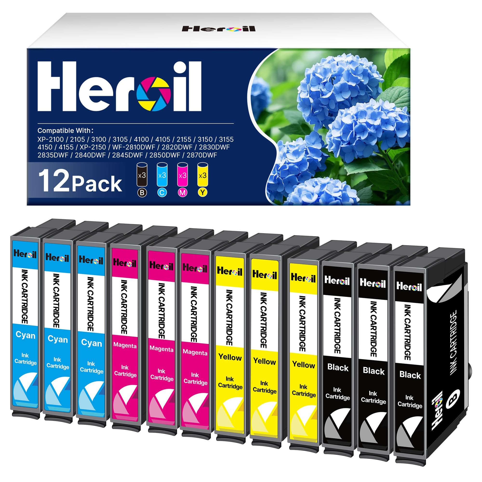 Heroil Compatibili per Cartucce Epson 603 XL per Epson XP 2100 WF 2810 | Cartucce Compatibili per Epson XP 3100 WF-2830 WF-2840 XP-2150 XP-4100 XP-3105 WF-2820 XP-4105 WF-2835 XP-…