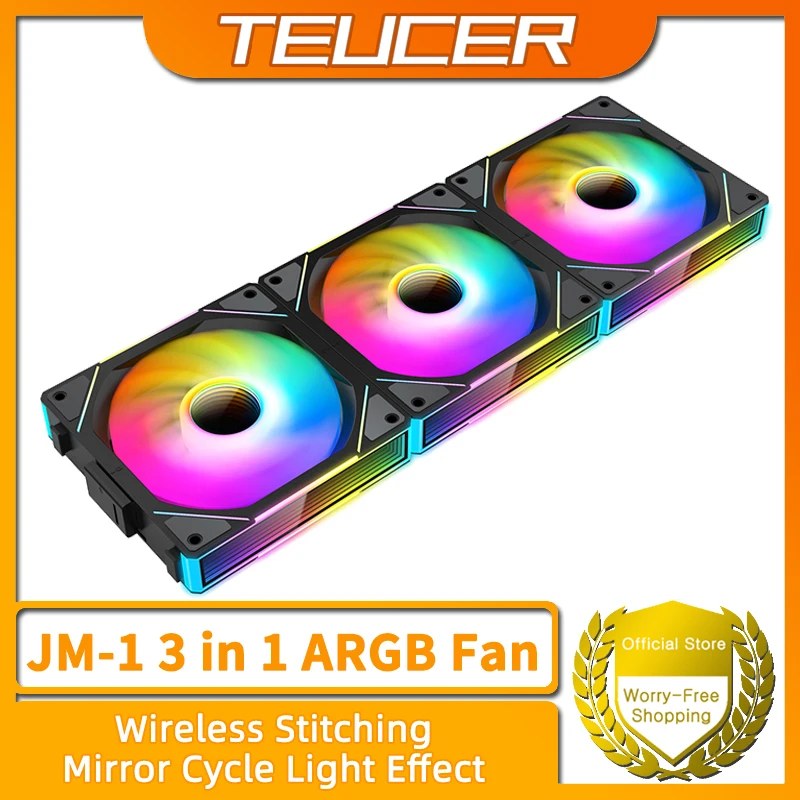 TEUCER JM-1 Ventola di raffreddamento per PC ARGB Specchio Ciclo Effetto luce 800-2000 giri/min PWM Raffreddamento ad acqua Ventola di raffreddamento da 360 mm