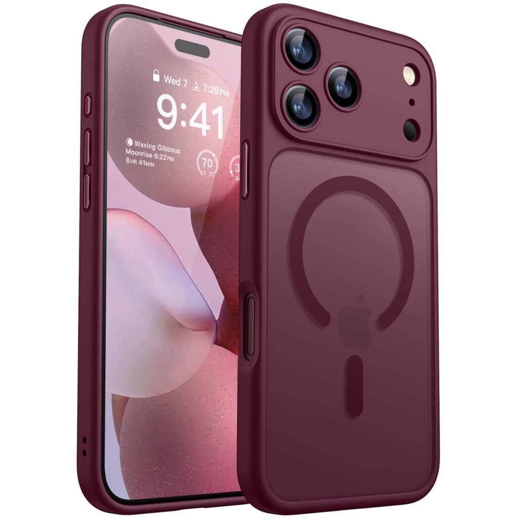 CANSHN Magnetica Cover per iPhone 18 Pro Max,Rosso Ciliegia | 6.9 Pollici,Protezione Completa Della Fotocamera,Compatibile con MagSafe,Custodia,Protettiva Antiurto,Airbag