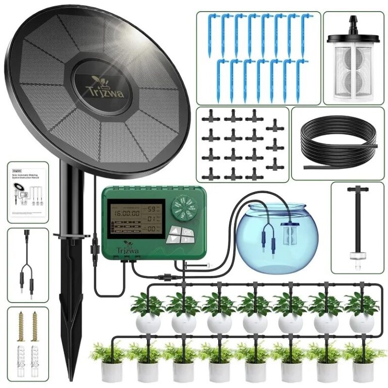 Attrezzatura per l'irrigazione solare Kit per irrigazione a goccia per serra con tubo da 15 m per piante in vaso con timer automatico