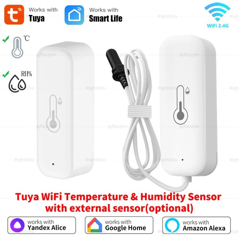 Sensore di temperatura e umidità WiFi Tuya con sonda esterna (opzionale) per igrometro smart home compatibile con SmartLife, Yandex e Alexa