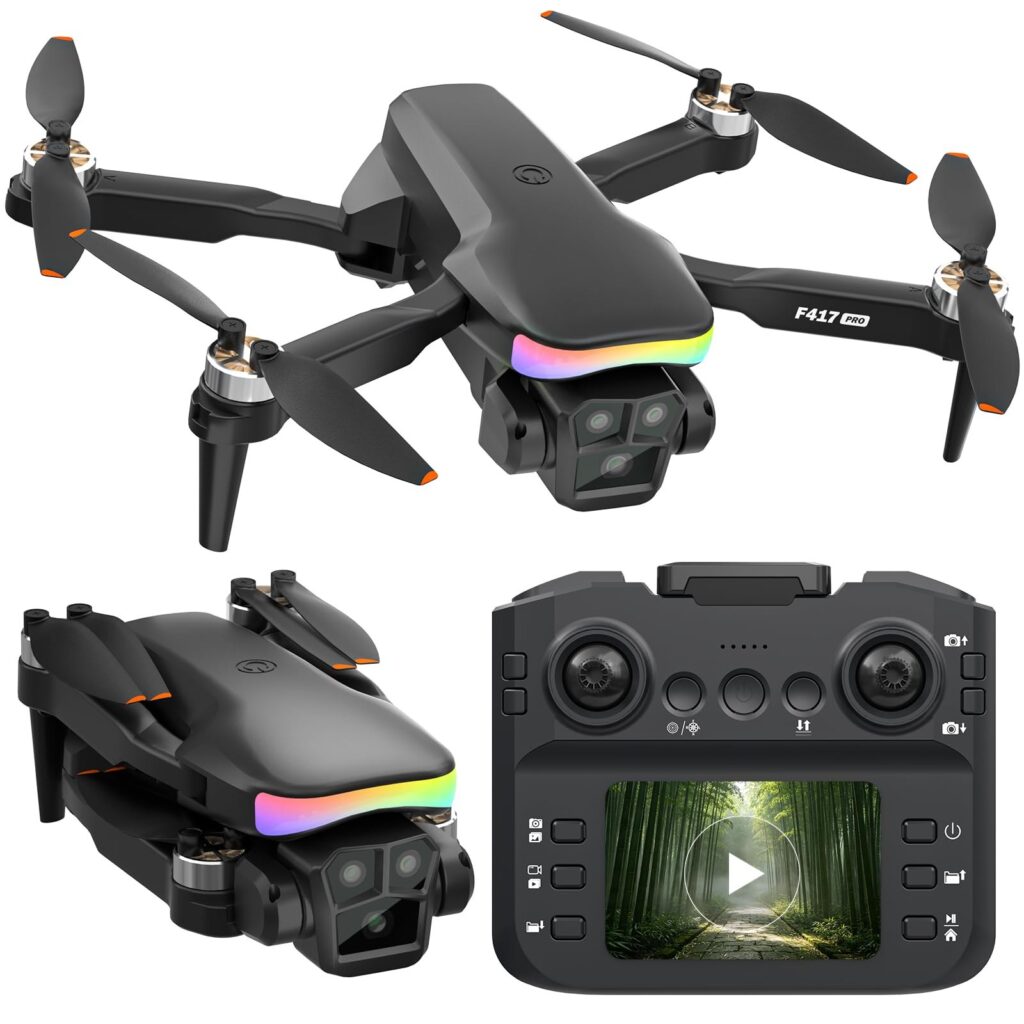 F417PRO Mini Drone con Telecamera HD Regolabile, Telecomando a Schermo LCD, Motore Brushless, Ricarica Rapida Type‑C, Giocattolo Drone per Principianti Bambini Adulti, Regali per…