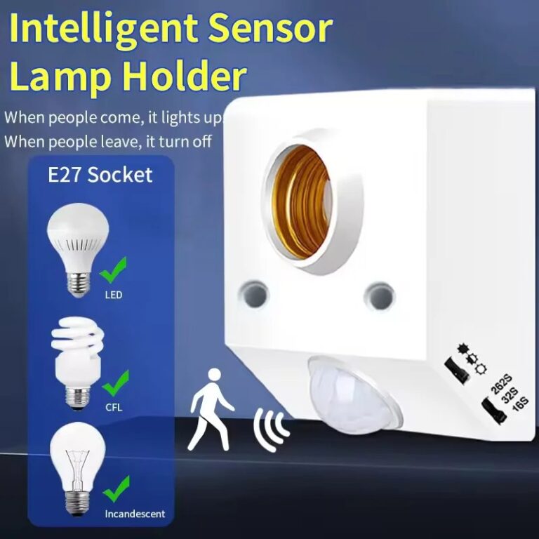 Portalampada con sensore di movimento Pir, base per lampadina a LED E27 Sensore a infrarossi per il corpo umano Supporto per lampada di controllo della luce con accensione automat…