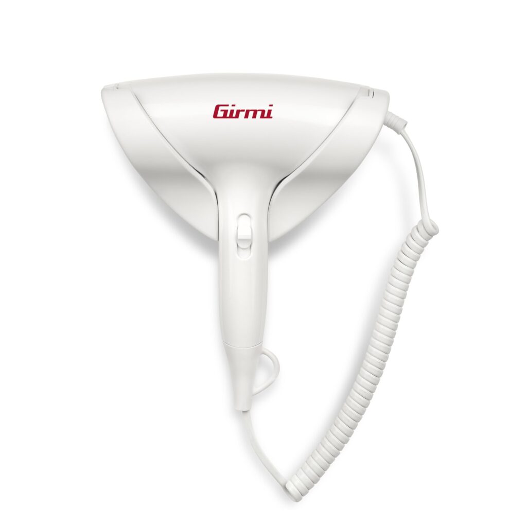 Girmi PH03 Asciugacapelli da parete,1700 W, 2 velocità e 2 temperature, Montaggio a muro, Termostato anti surriscaldamento, Bianco