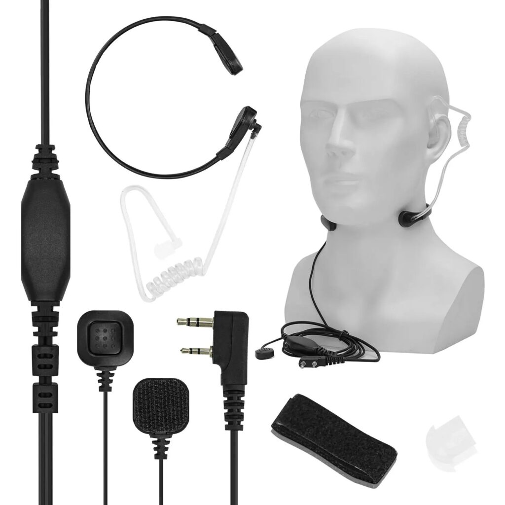Baofeng Walkie Talkie Auricolare K Collo Gola Controllo Auricolari Dito Retrattile PTT Radio A Due Vie Auricolare CS Tattico Per TYT