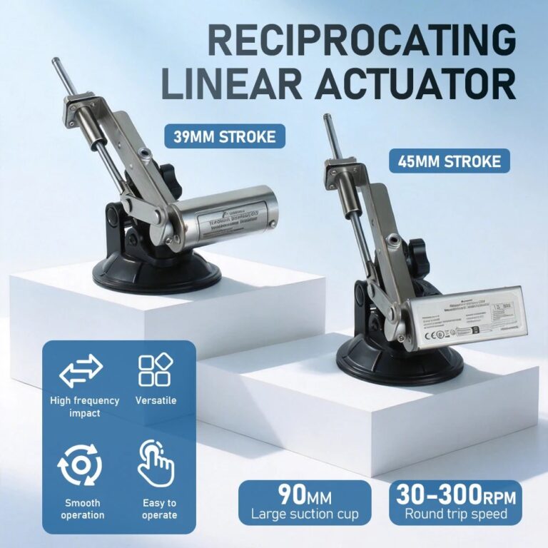 Attuatore Lineare a Movimento Alternato a Velocità Regolabile Tungfull, Corsa 39/45mm, Motore Lineare Telescopico con Ventosa Grande