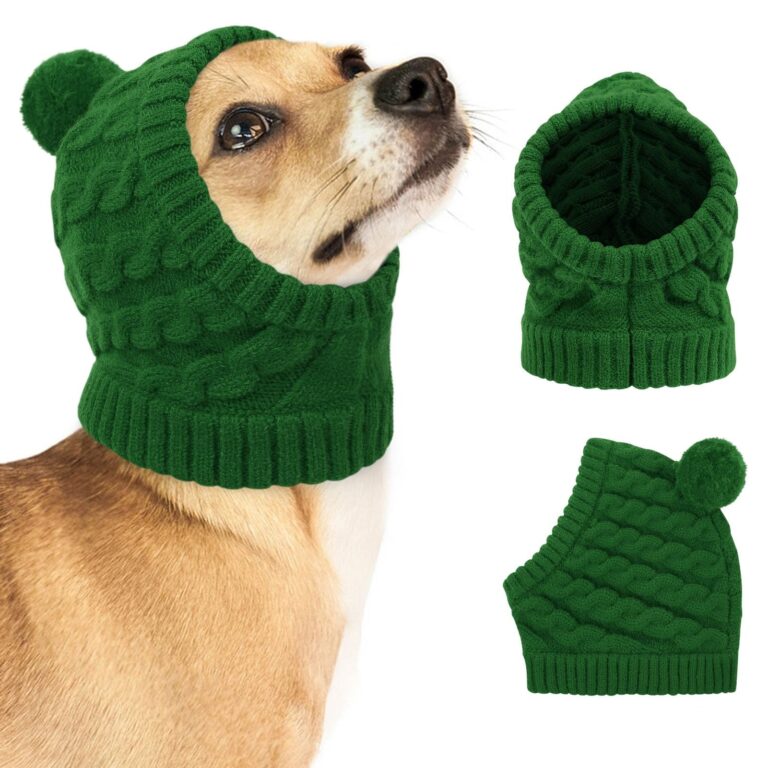 CITÉTOILE Cappello di Natale per Cani con Pompon, Morbido Cappello a Maglia a Trecce per Mascotte Festive, Animali Domestici, Verde, L