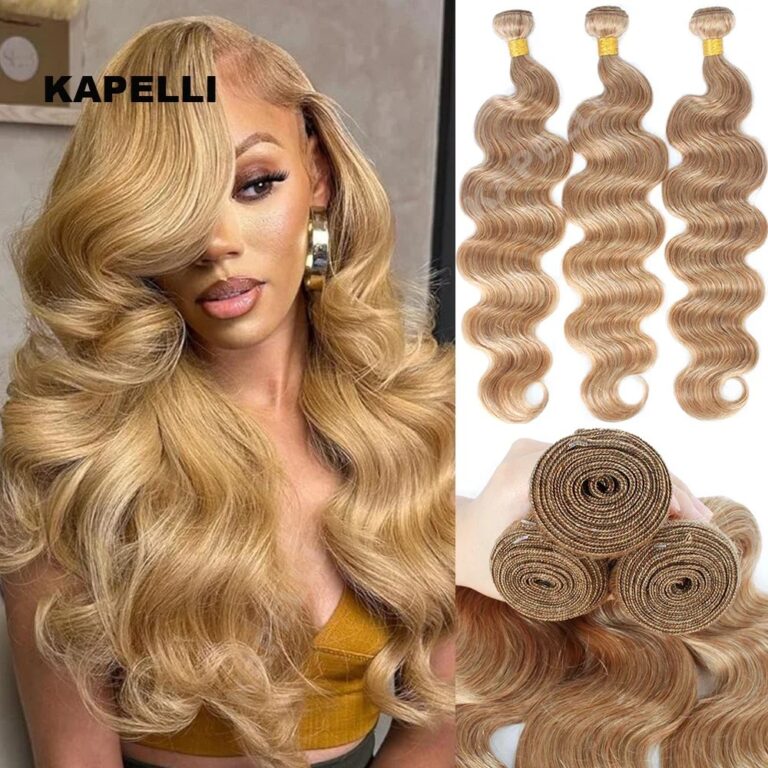 # 27 # 613 Fasci di capelli umani biondo miele, fasci di capelli con onde naturali, offerta 1/3/4 fasci, estensioni in capelli brasiliani grezzi al 100%