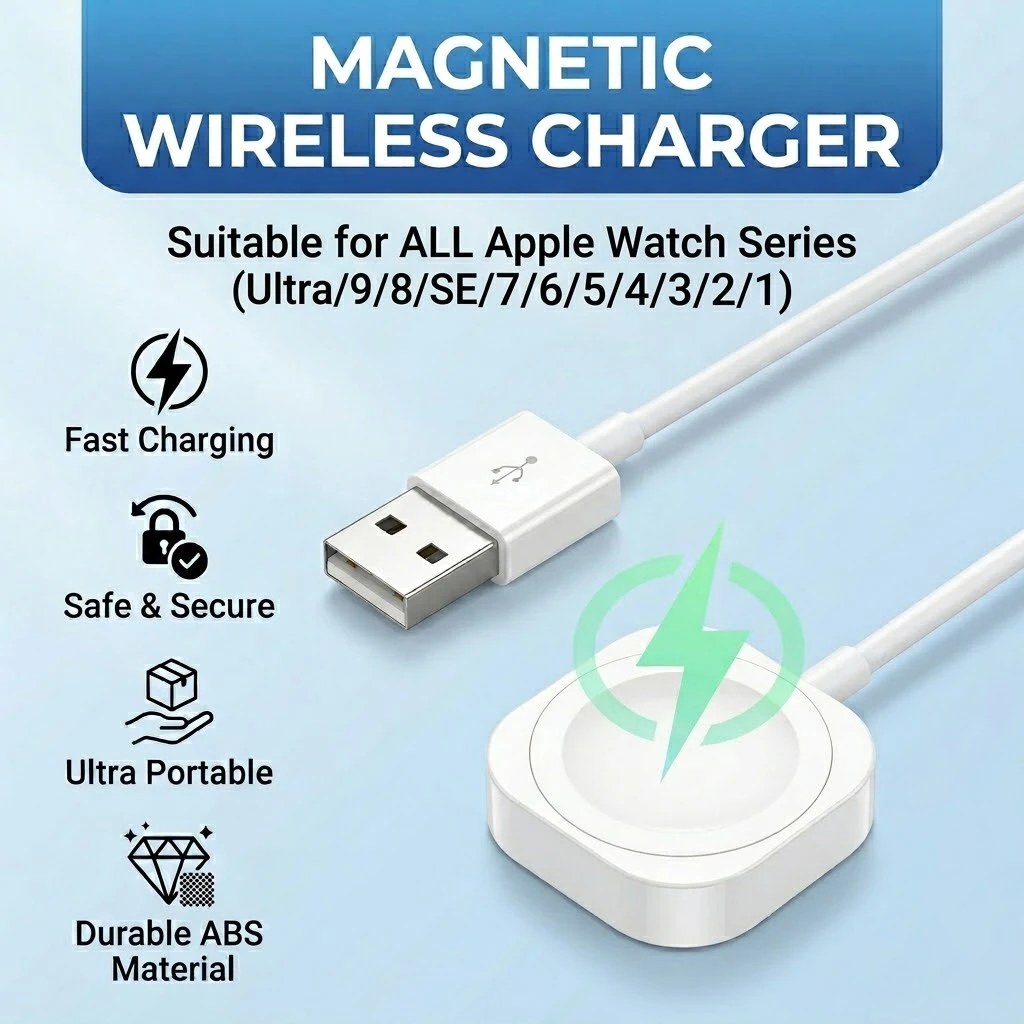 Cavo di Ricarica USB Magnetico Wireless Veloce per Apple Watch, Compatibile con iWatch 11 10 9 8 7 6 5 4 3 2 SE/2 Ultra, Caricatore Portatile