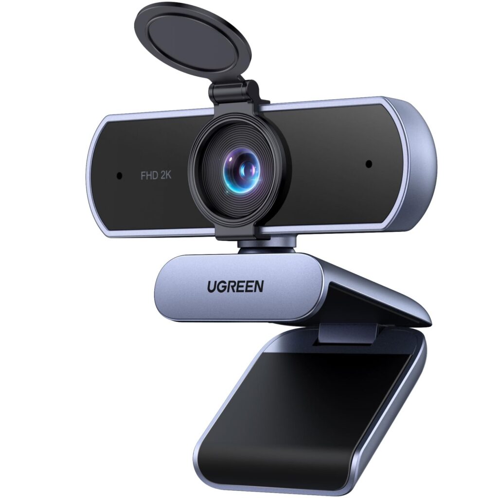 UGREEN Webcam 2K 30FPS Full HD Webcam USB per computer Fuoco Fissa | Plug and Play per Windows MacOS Linux Streaming Youtube Skype Call Video Zoom Video Conferenze (Grigio)