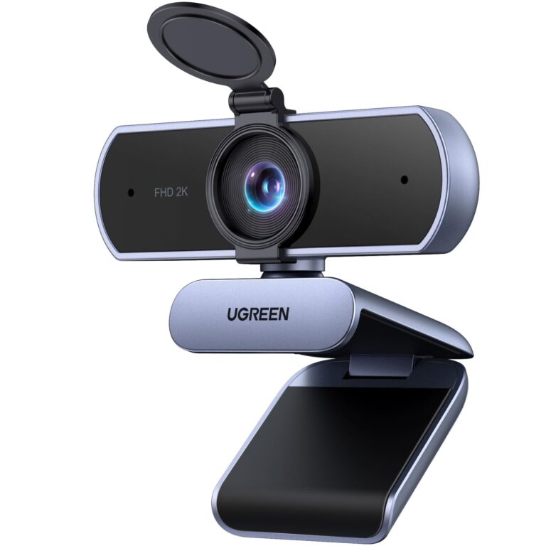 UGREEN Webcam 2K 30FPS Full HD Webcam USB per computer Fuoco Fissa | Plug and Play per Windows MacOS Linux Streaming Youtube Skype Call Video Zoom Video Conferenze (Grigio)