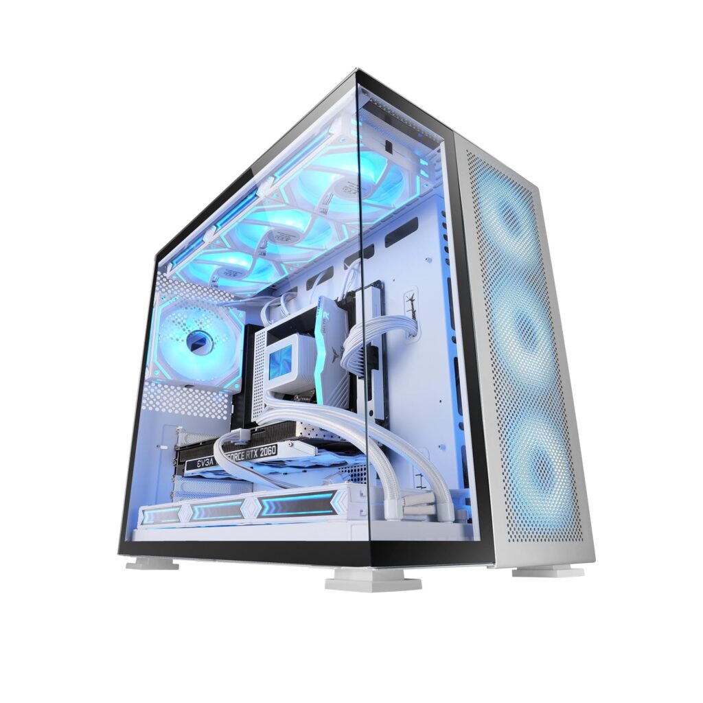 MARSGAMING MC-NOVA2, Case Gaming Custom XXL E-ATX, Doppio Vetro Temperato Continuo Senza Telaio, Supporto Raffreddamento a Liquido, Alluminio Aerospaziale 2mm, Torre PC a Doppia C…
