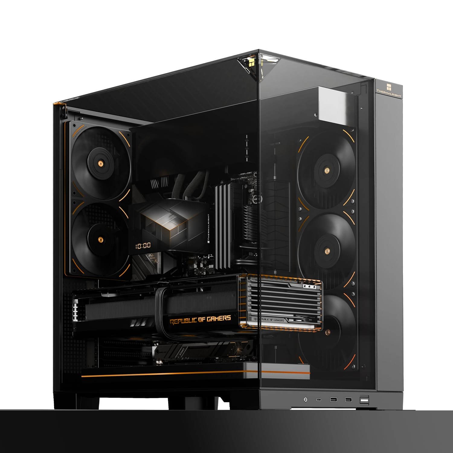 Thermalright A70 PC-Gehäuse-270°Panorama | Vetro Temperato ATX-Midi Tower Chassis, supporta scheda madre ATX/GPU 420mm, gestione cavi nascosta-Nero