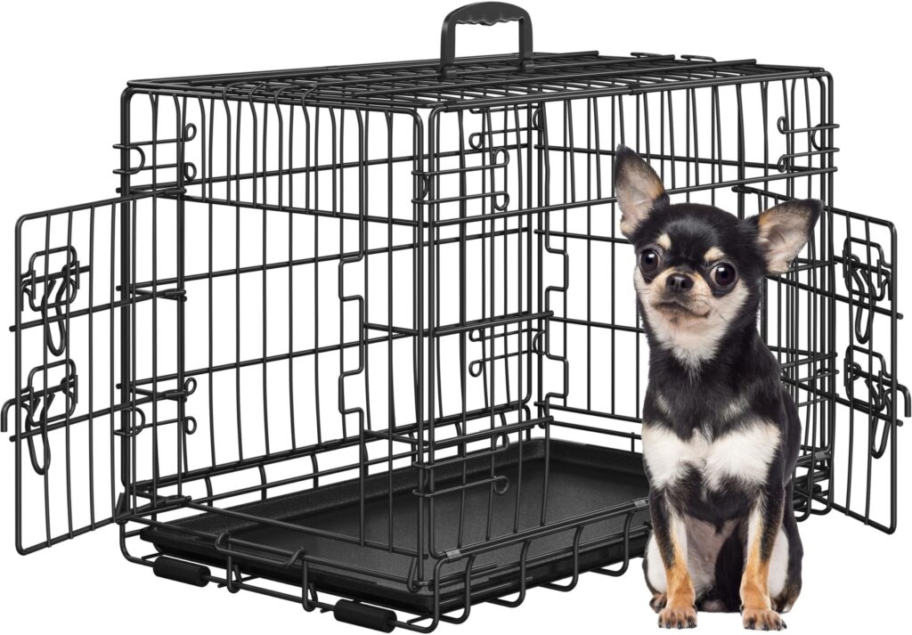 Yaheetech Gabbia Metallo per Cani Pieghevole 61,5 × 41,5 × 47 cm Nero | Gabbia per Cani e Gatti, Vassoio Rimovibile, Doppia Porta, Divisorio Regolabile, Struttura Robusta, Montagg…