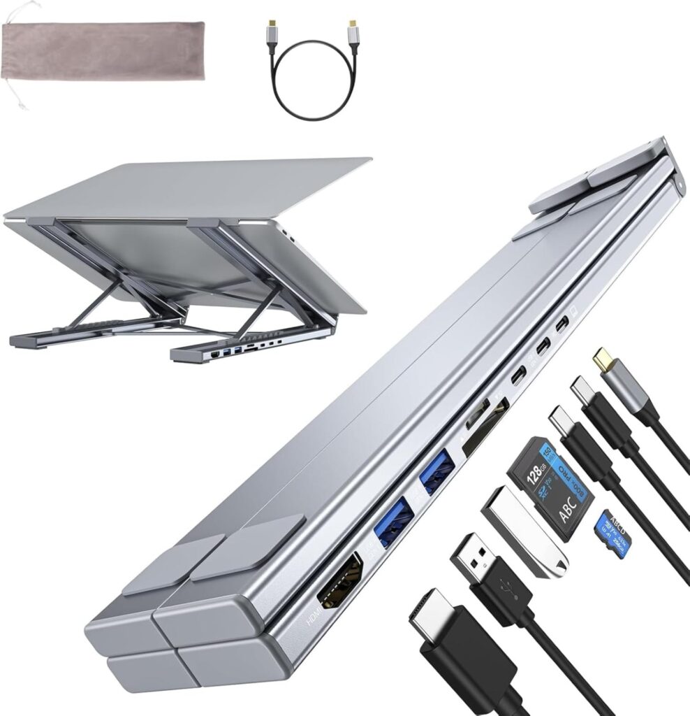 Supporto PC Portatile, 8 in 1 Docking Station USB C Laptop Stand Hub USB C HDMI 4K@30Hz, PD 100W, Dock Station Multiporta Adattatore USBC Compatibile con MacBook Pro/Air, Tablet,…