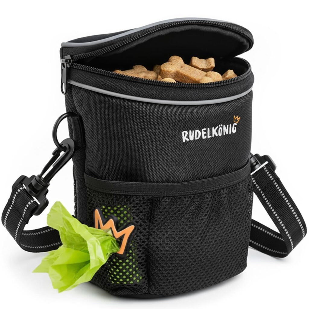 Rudelkönig Borsa Addestramento Cane - Porta Premi e Snack per Cani | Marsupio con scomparto sacchetti igienici, moschettone e tracolla regolabile - resistente e lavabile