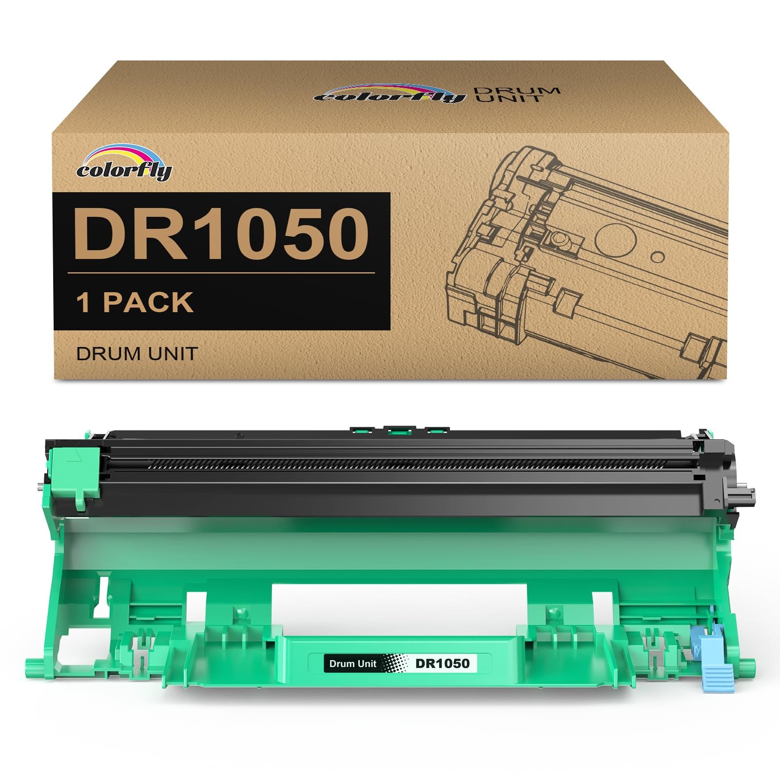 colorfly DR1050 DR-1050 Tamburo compatibile per Brother DR1050 TN-1050 Toner per MFC-1910W MFC-1810 DCP-1612W DCP-1610W DCP-1512 DCP-1510 HL-1210W HL-1212W HL-1112 HL-1110 (1 unit…