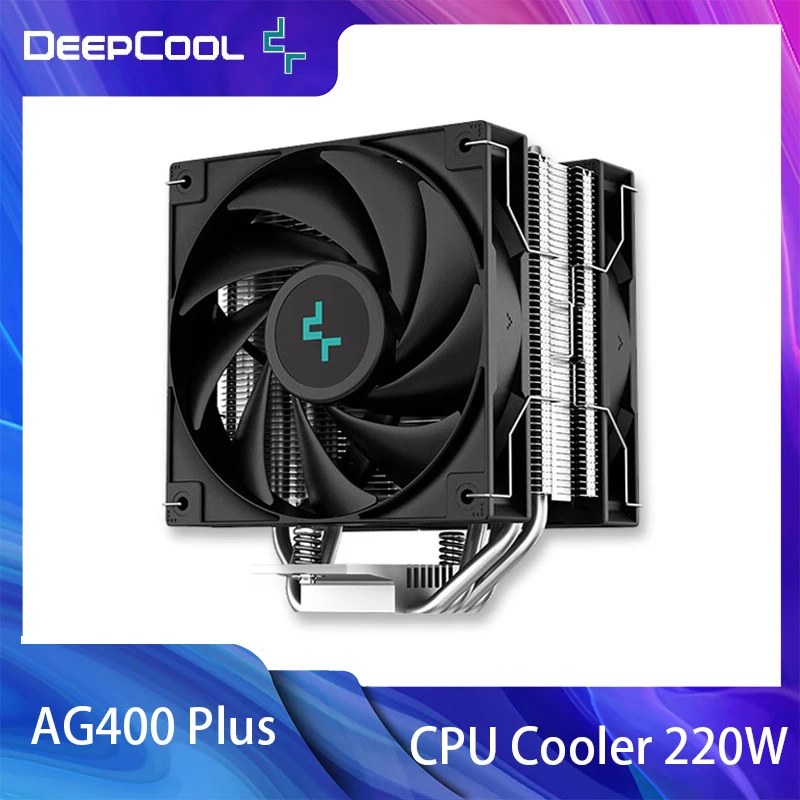 DeepCool AG400 Plus Dissipatore CPU con 4 Tubi di Calore e Doppia Ventola 220W, Ventola da 120mm, Raffreddamento ad Aria per CPU LGA1700 1851 AM5 AM4