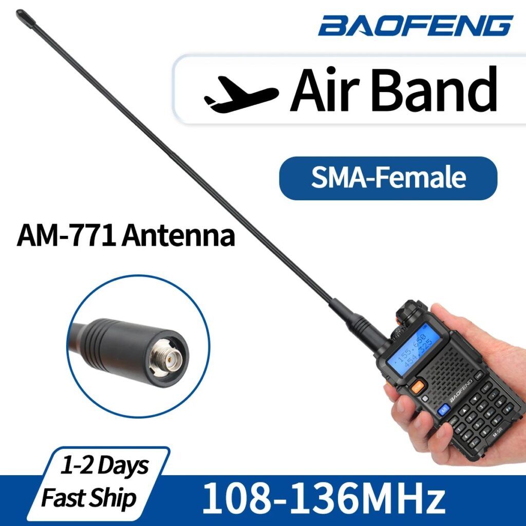 AM-771 Air Band SMA-Antenna femmina 108-136 MHz per Quansheng UV K5 (8) K6 Baofeng UV 5RH 21 PRO V2 UV-98 Walkie Talkie Ham Radio