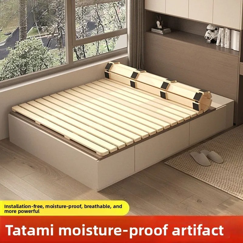 Base Letto in Legno Massello con Supporto Lombare, Pieghevole, Traspirante, Antiscivolo, Silenziosa, per Materasso, Arredamento Casa