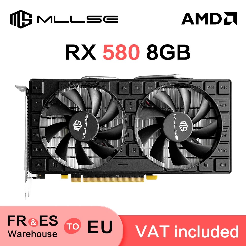 Scheda Video da Gioco MLLSE RX 580 8GB 2048SP GDDR5 256Bit 6Pin PCI Express 3.0 × 16 AMD Radeon GPU RX 580 8G