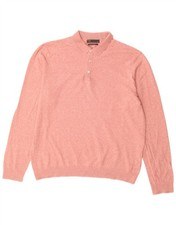 Maglione maglione uomo collo polo Marks & Spencer grande rosa cotone CC16