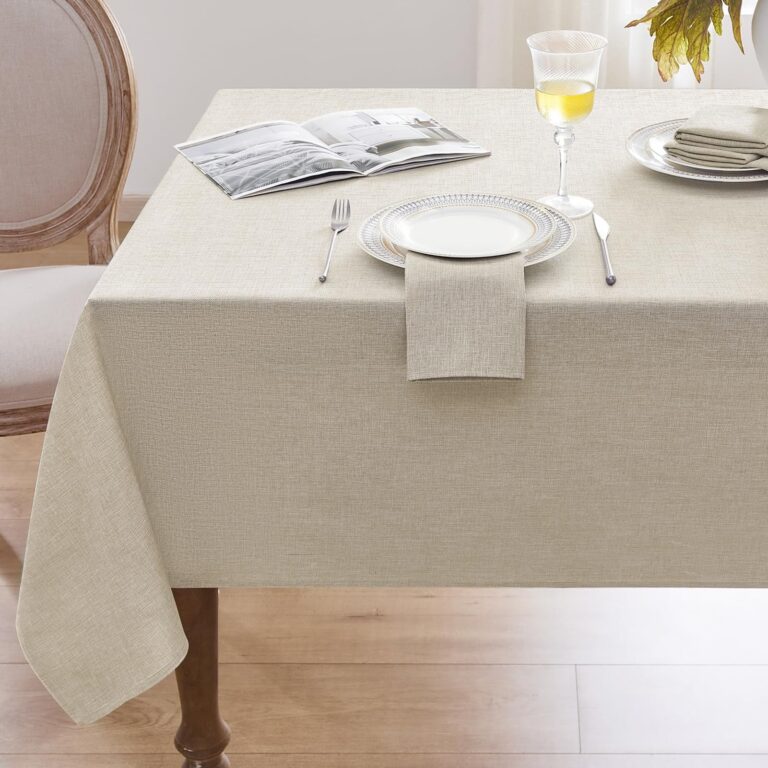 Softalker Tovaglia Rettangolare 240x140 cm, Finto Lino, Antimacchia,Beige | Tovaglie per 6-10 posti, Lavabile,Idrorepellente per Protezione Tavolo,Autunnale,Natalizia,Feste,Comple…