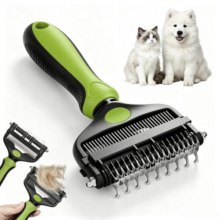 Spazzola per Cani & Pelo, Professionale Pettine Gatti per Pelo | 3 in 1 Pettine Pelo Lungo Rimuovere i Peli Superflui e Sbrogliare Nodi cardatore per Cani con Maniglia Antiscivolo