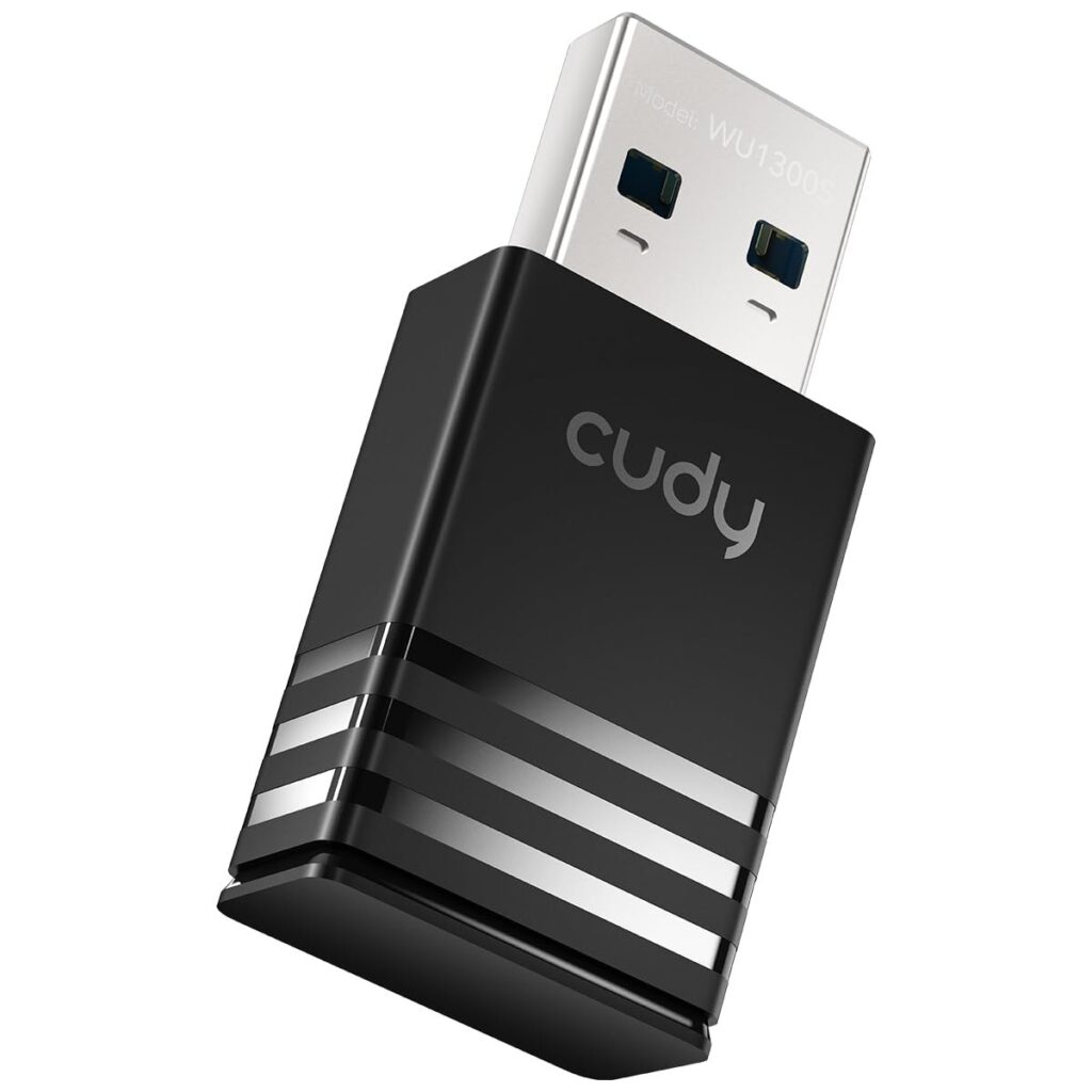 Cudy Wi-Fi 5 ad alto guadagno AC1300 MU-MIMO WPA3 W, WU1300S | WiFi 5 AC1300867 400 Mbps, interfaccia USB 3.0, WPA3, MU-MIMO, dual-band, compatto, Win/macOS/Linux, senza driver, p