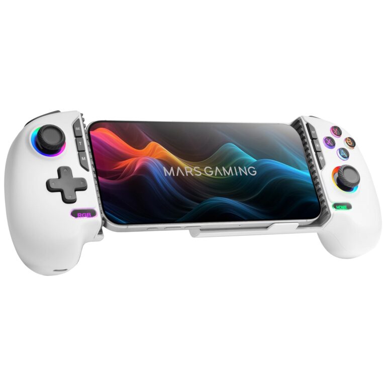 Mars Gaming MGPXPRO, Gamepad Bluetooth 5.0 2in1, Supporto Smartphone fino a 7", Joystick e Grilletto Magnetici Hall Effect, Pulsanti Macro e Turbo, PS4|Switch|Switch 2|PC|Android|…
