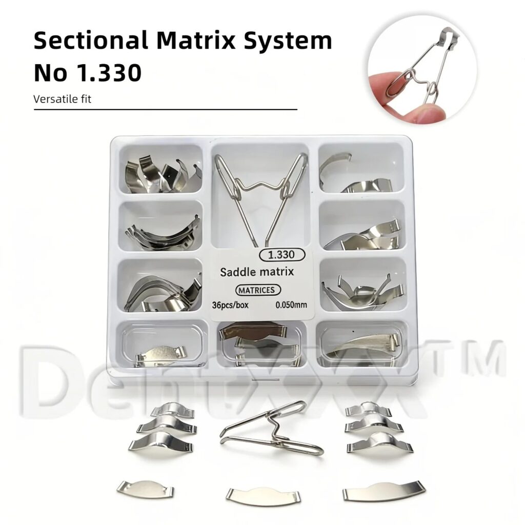 36 Pezzi Sistema a Matrice Sezionale, Anelli in Resina per Fissaggio/Separazione, Fogli a Forma di Anello 1.330 con Strumenti di Cura Springclip