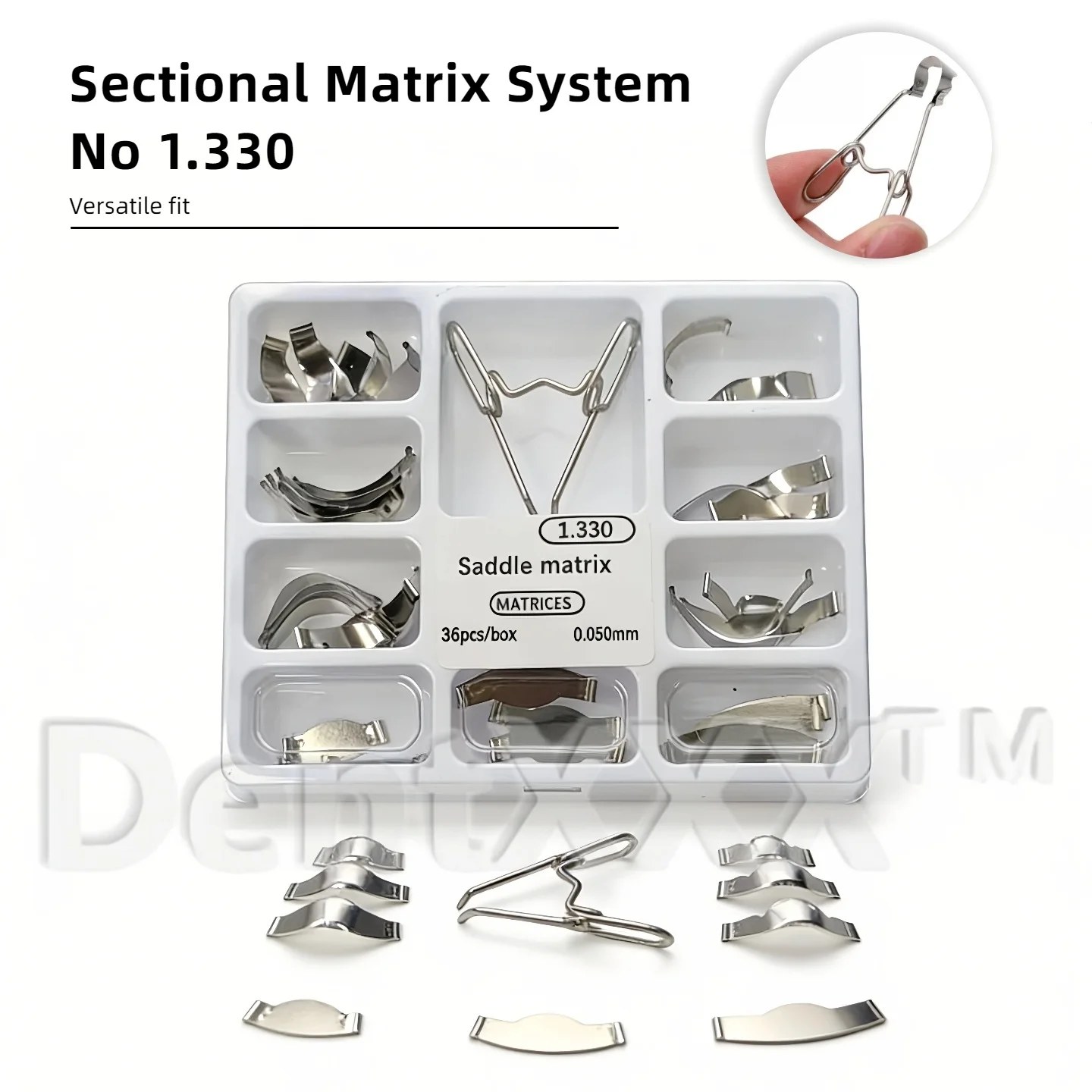 36 Pezzi Sistema a Matrice Sezionale, Anelli in Resina per Fissaggio/Separazione, Fogli a Forma di Anello 1.330 con Strumenti di Cura Springclip
