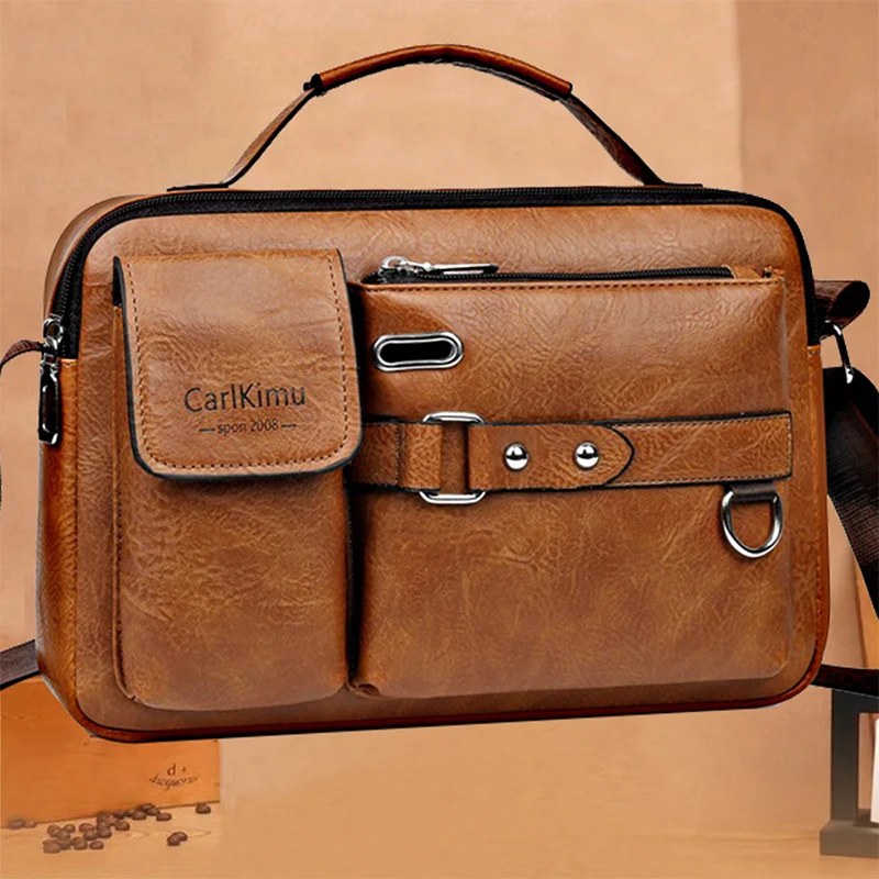 Borsa a tracolla retrò da uomo con design impermeabile, valigetta per laptop di grande capacità per lavoro d'ufficio, viaggi e scuola