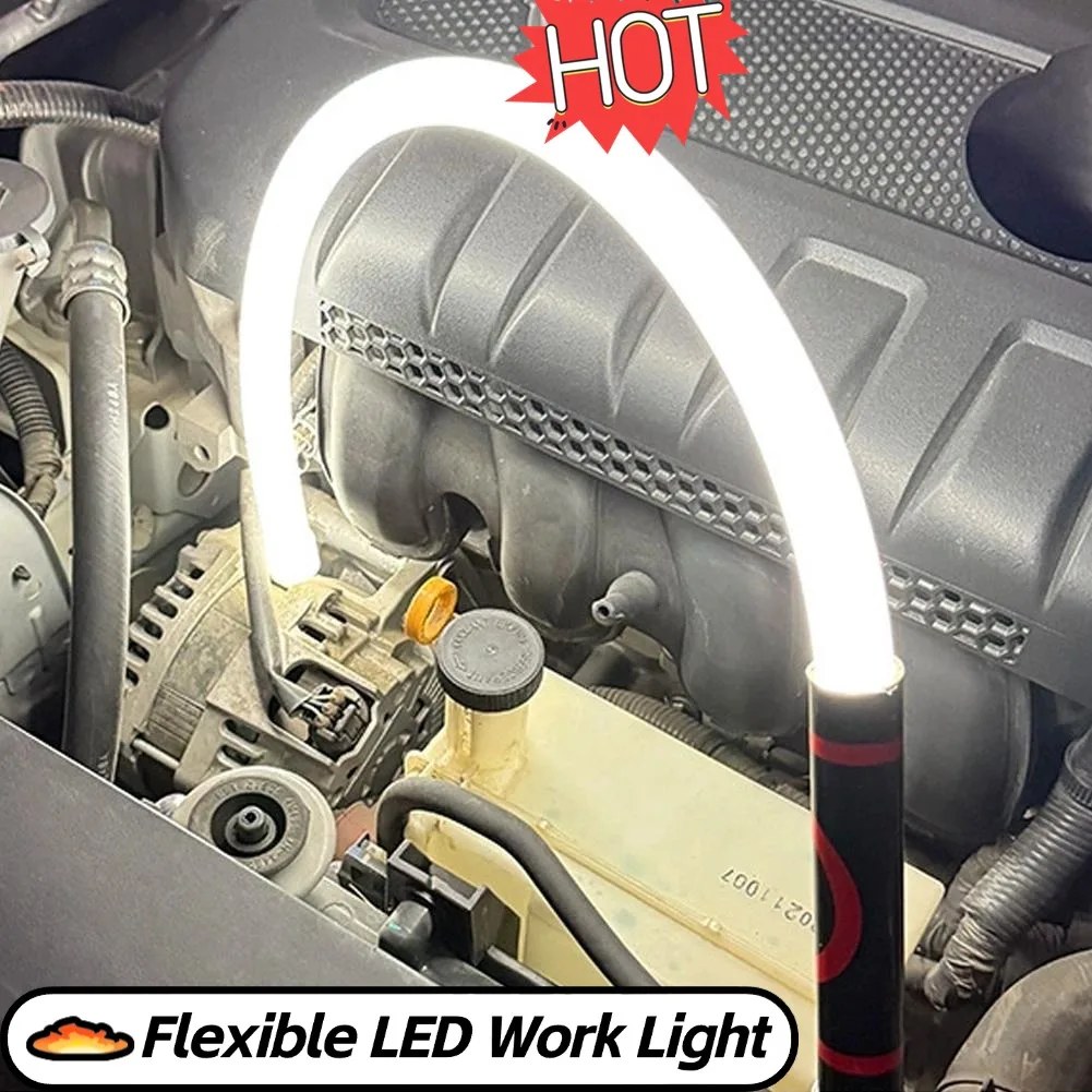 Lampada da Lavoro LED Flessibile COB, Luce di Riparazione Pieghevole, Torcia Multifunzionale Portatile per Meccanici Auto, Officina, Emergenze
