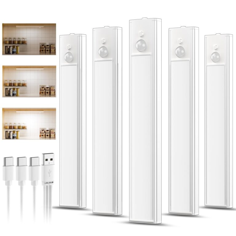 daphomeu 5 Pezzi LED Sottopensile Cucina, Dimmerabile Luce led Sottopensile, 20cm Bianco Freddo Luce Armadio led con Sensore, wireless luci ricaricabile magnetica per scale, armad…