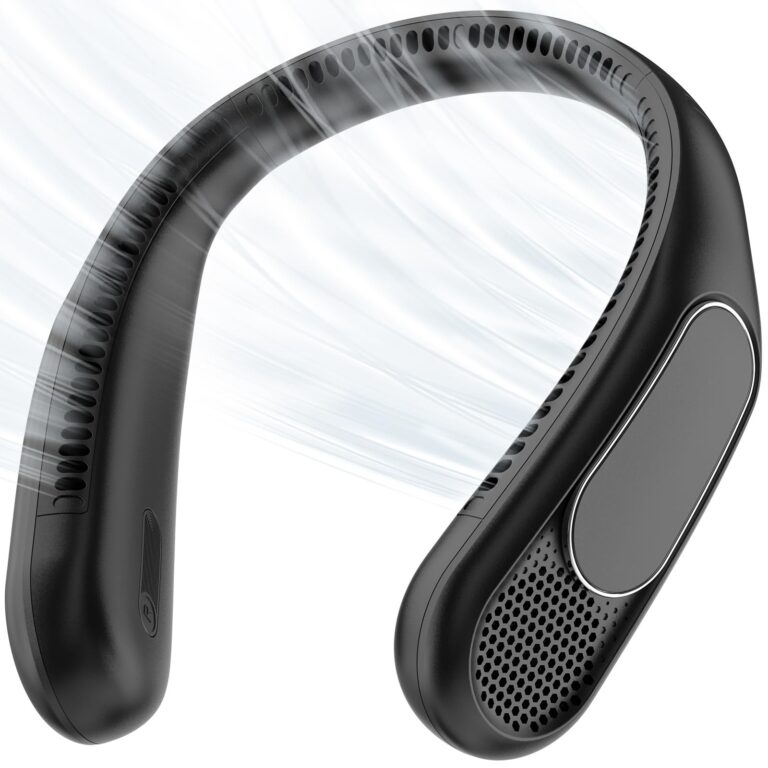 anysun Ventilatore da Collo, Ventilatore Portatile con 66 Uscite d'Aria | Flusso d’Aria a 360°, 4 Velocità, 6000mAh Ricaricabile USB, Ventaglio Mani Libere Leggero e Confortevole…